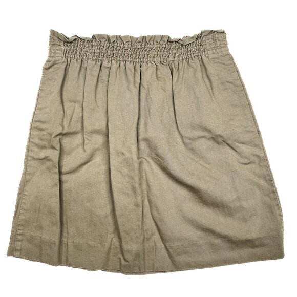 J. Crew Linen Sidewalk Skirt Paperbag Mini in Khaki Camel Size 2 - Picture 2 of 5